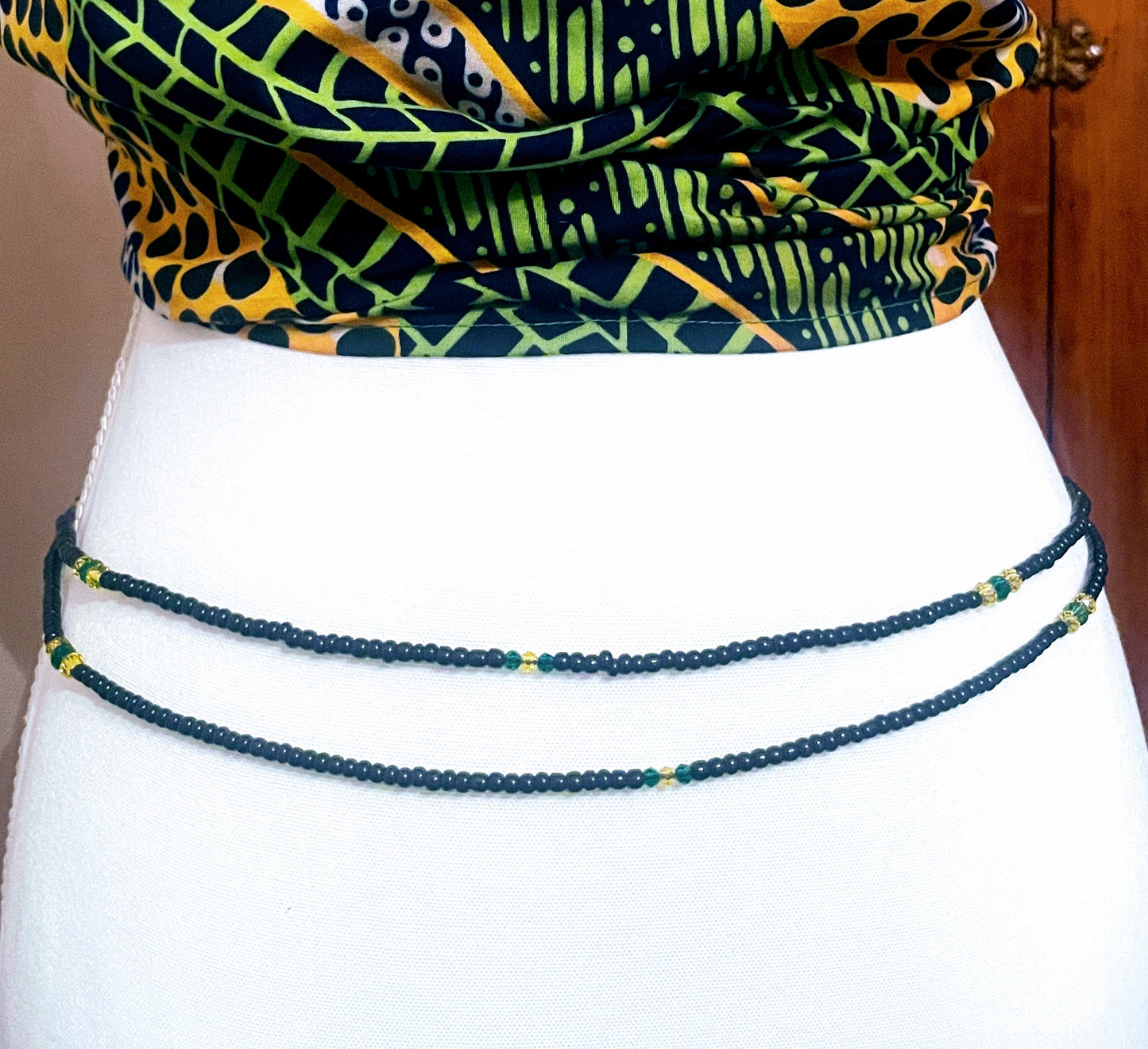 Yellow, green and black with crystals