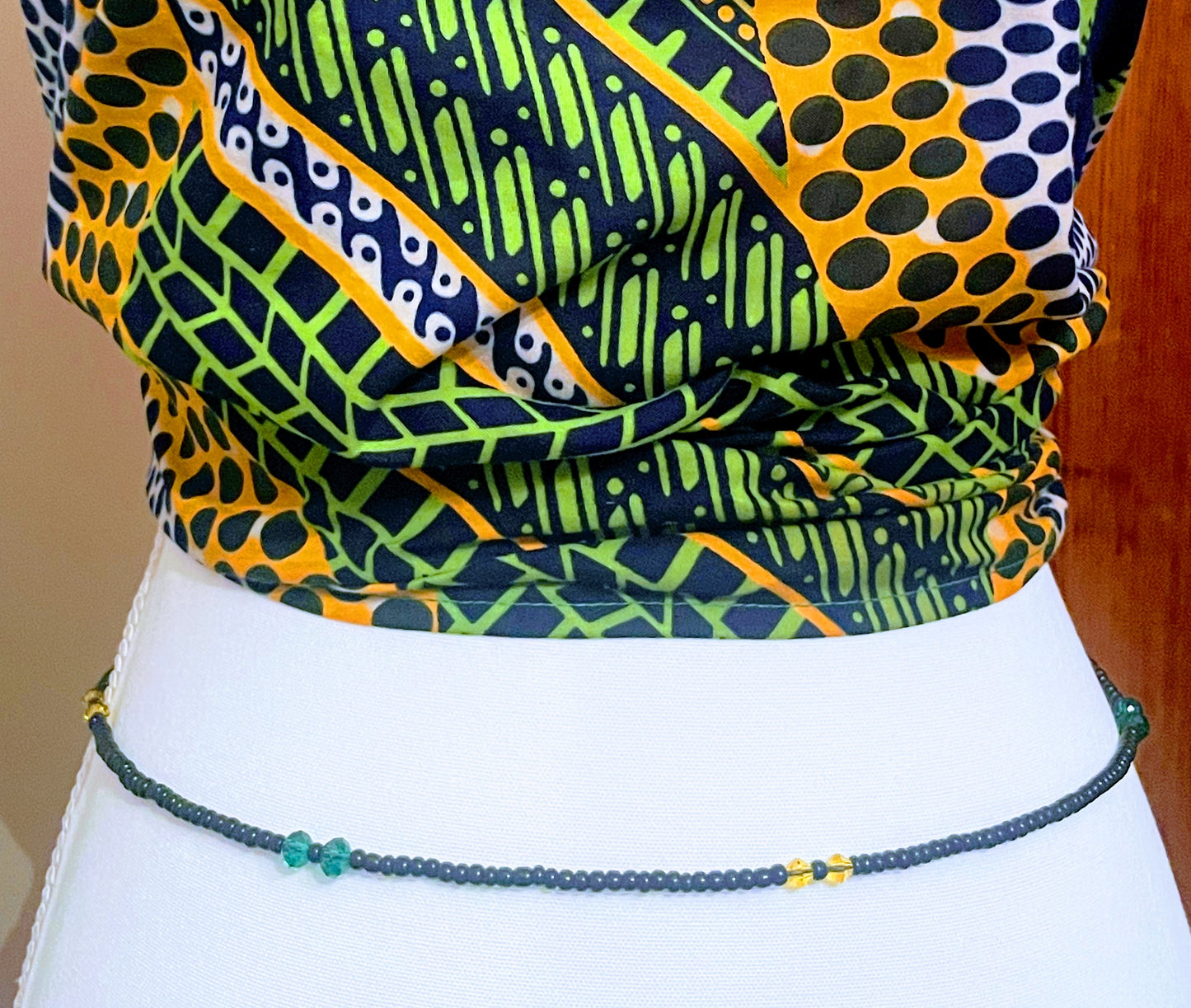 Yellow, green and black with crystals