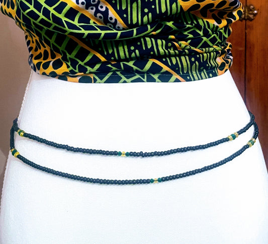 Black with yellow and green crystals II